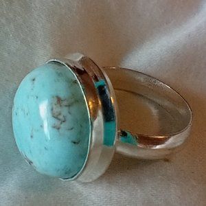 REAL BEAUTIFUL RARE LIGHT BLUE Turquoise 925 SIlver Ring JEWELRY